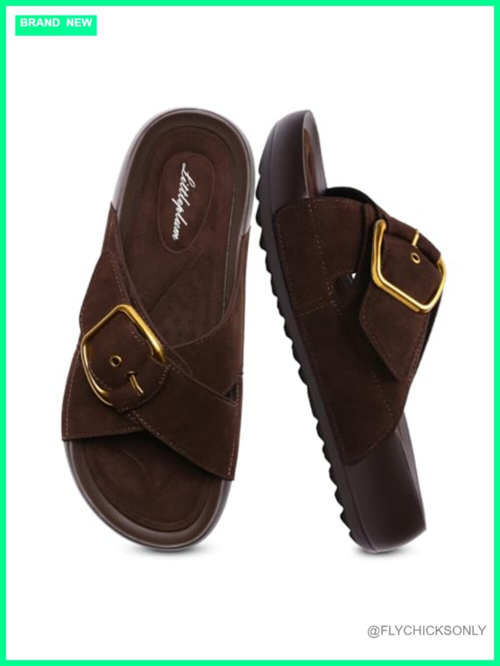Women's Slides Sandals with Arch Support Suede Adjustable Buckle Platform Wedge